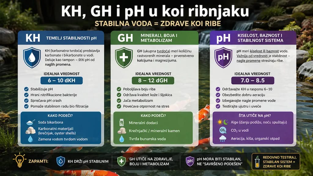 KH, GH i pH parametri vode u koi ribnjaku – stabilnost vode i zdravlje koi riba