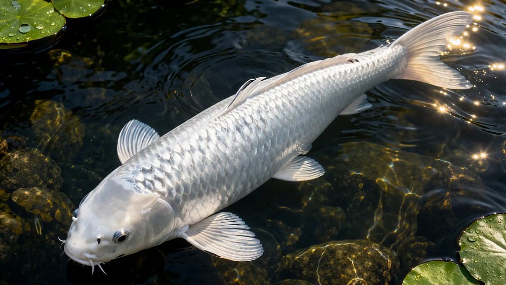 platinum ogon koi metalik bela riba sjaj
