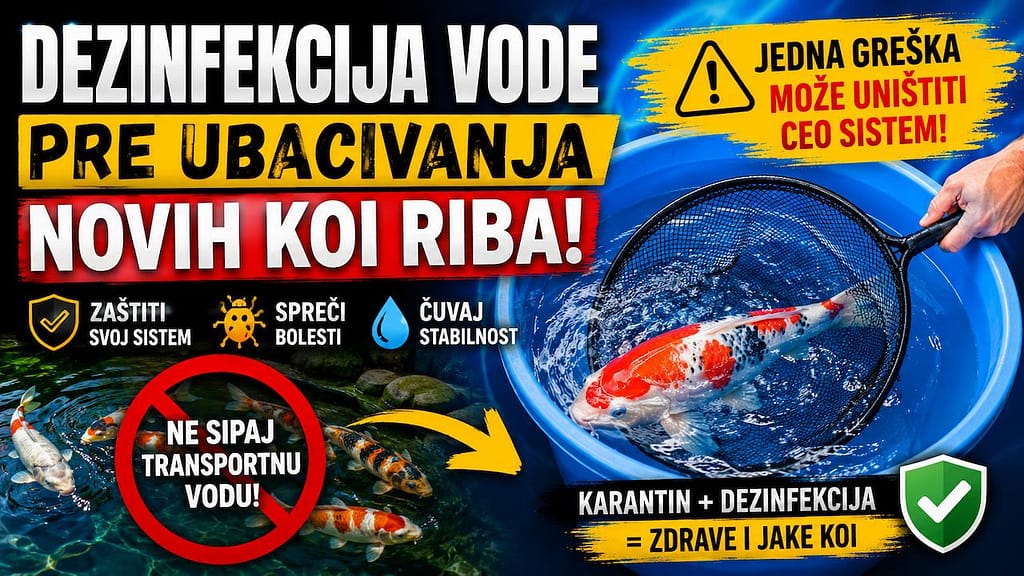 Dezinfekcija vode pre ubacivanja novih koi riba u ribnjak