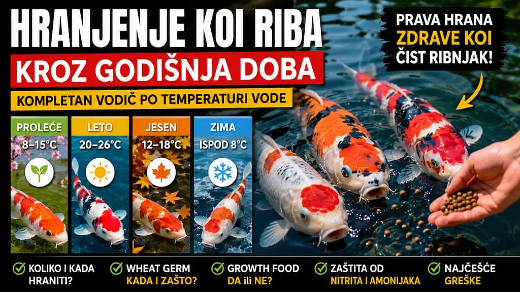 Hranjenje koi riba kroz godišnja doba prema temperaturi vode