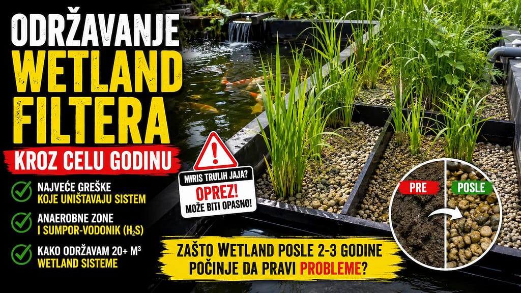 Održavanje wetland filtera u koi ribnjaku kroz sva godišnja doba