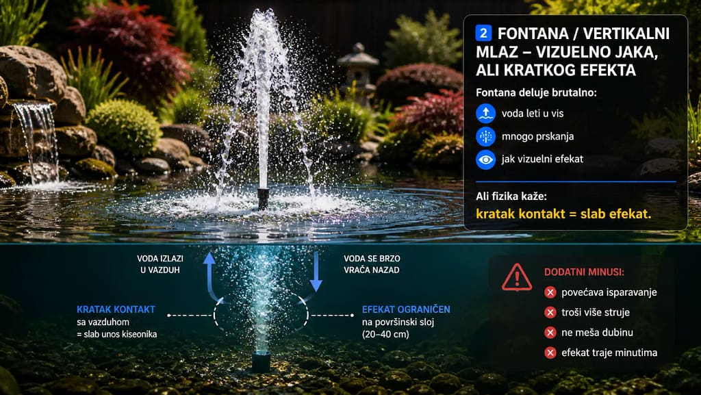 aeracija koi bazen kiseonik fontana vertikalni mlaz
