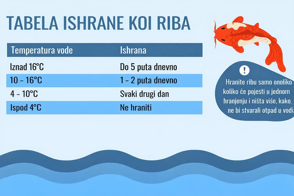 ishrana koi riba temperatura vode tabela hranjenja